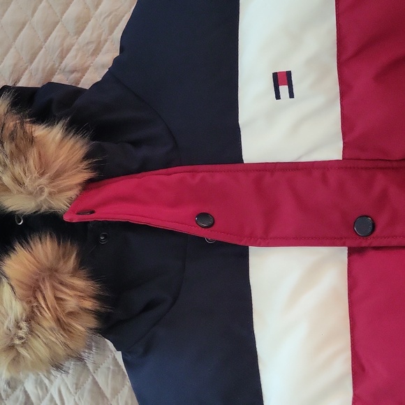TOMMY HILFIGER PUFFER FUR HOODIE JACKET (color is way vivid n person) - Picture 7 of 11